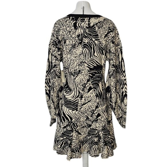 Anthropologie Ruffled Sweater Knit Mini Dress, Printed, Long Sleeve, Size Medium - Picture 3 of 9